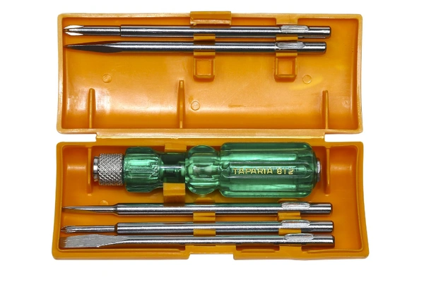 Tapariya Taparia 812 Screw Driver Set with Neon Bulb - 5 Blade, Orange, NA